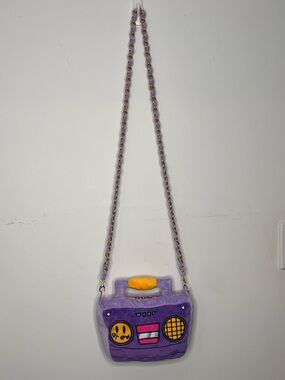 drew house Purple Plush Boombox Crossbody with Gold Chain